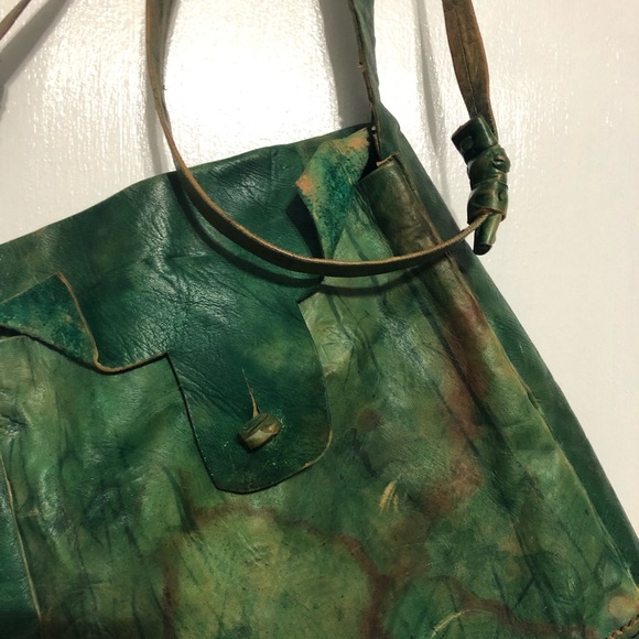 Hand dyed Green Leather Purse - Picture 2 of 11